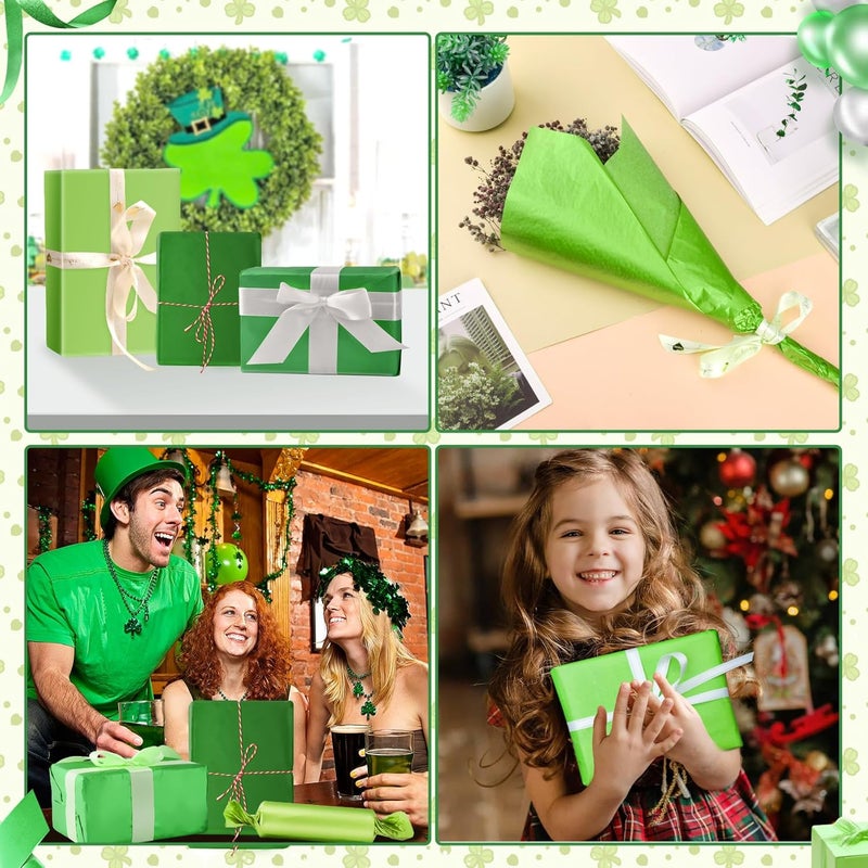 Hlonon 30 Sheets Green Tissue Paper for Gift Bags, Assorted Green Tissue Paper Wrap Bulk for Decoration Weddings Birthday DIY Project Saint Patrick's Day Christmas Wrapping Crafts Decor, 14 X 20 Inches - Image 3